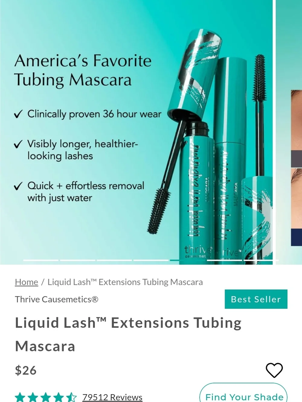 Thrive Causemetics Liquid Lash™ Extensions Tubing Mascara — Black .38oz.